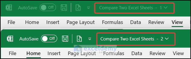Applying Arrange All Command to Compare Two Excel Sheets to Find Missing Data