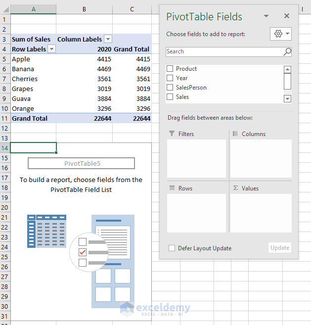 how to compare two pivot tables in excel