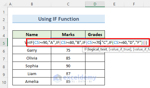 Compute Grades Using IF Function in Excel