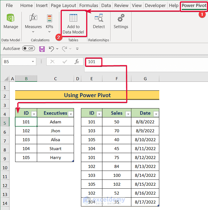 Adding to Data Model via Power Pivot Toolbar to Create a Data Model in Excel