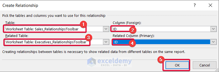 Relating the Tables to Create a Data Model in Excel