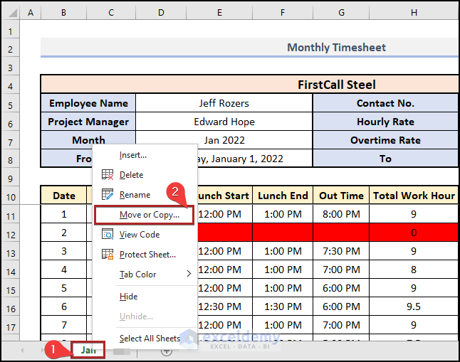 Generate Timesheet for Another Month
