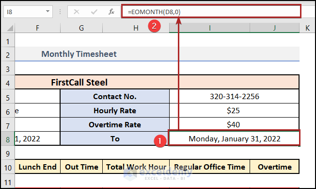 making basic outline to create a monthly timesheet in excel