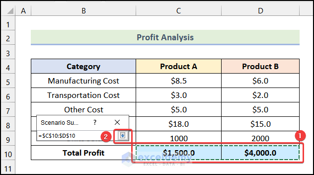 choosing result cells to how to create a scenario summary report in excel