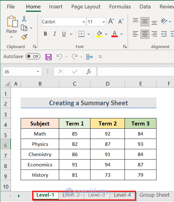 how to create a summary sheet in excel