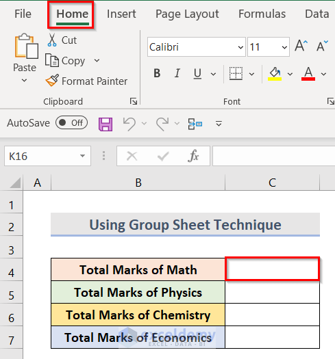 Create a Summary Sheet Using Automatic Update Group Sheet Technique