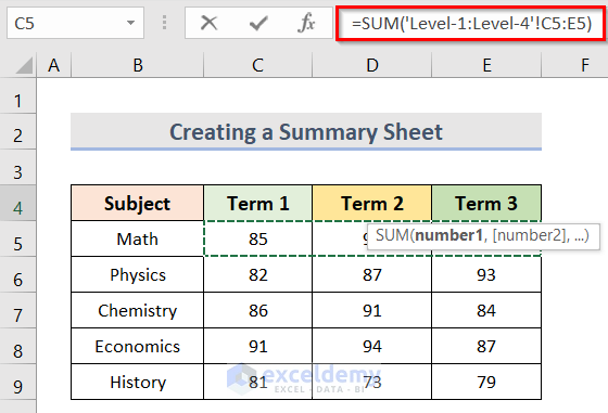 Create a Summary Sheet Using Automatic Update Group Sheet Technique
