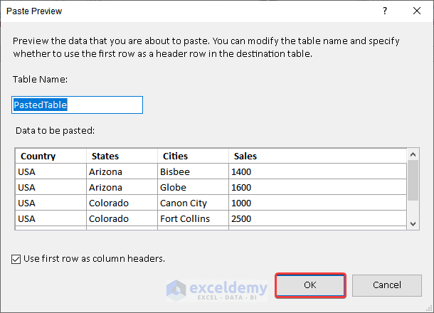 entering table in power pivot window to create multi level hierarchy in excel