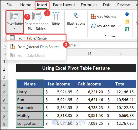 Using Excel Pivot Table to Create New Sheets for Each Row