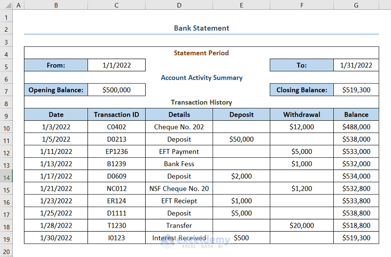 5 Steps to Do Bank Reconciliation in Excel