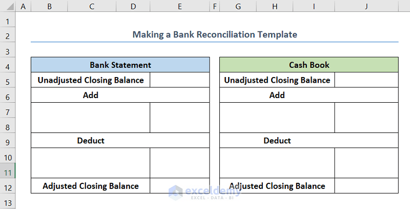Make a Bank Reconciliation Template in Excel