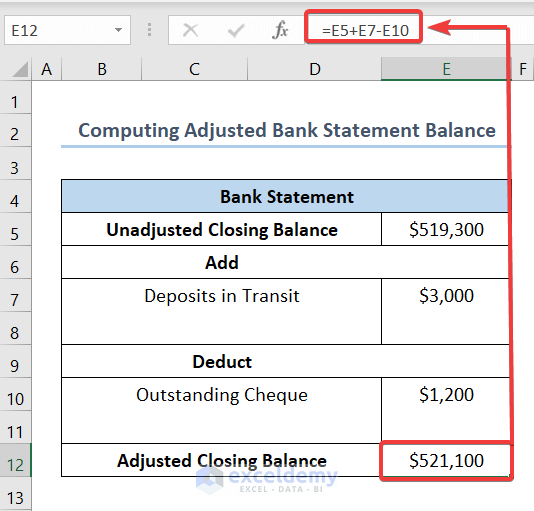 Compute Adjusted Bank Statement Balance