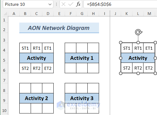 Drawing AON Network Diagram with CopyPaste Feature on Excel