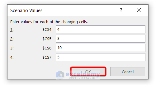 Using Scenario Manager to Edit Scenarios in Excel
