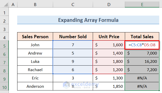 Suitable Ways to Edit Table Array in Excel