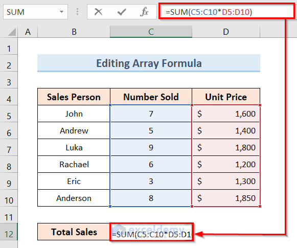 How to Edit Table Array in Excel (2 Suitable Ways) - ExcelDemy