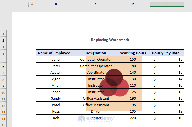 how to fix watermark in excel, picture watermark 