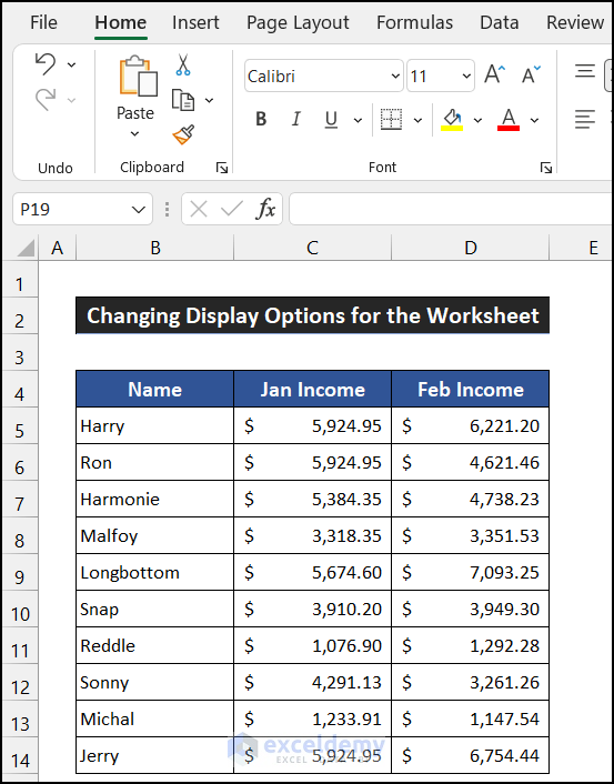 Changing Display Options for the Worksheet to Flip Excel Sheet from Left to Right
