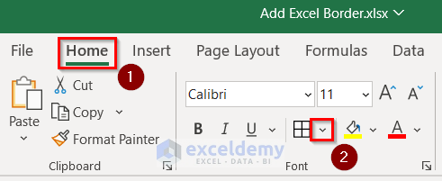 Draw Border in Excel