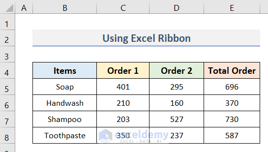 Insert Border Using Excel Ribbon