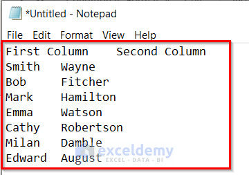 Copying Notepad to Join Two Columns in Excel