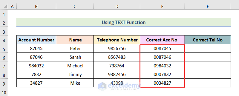 how to keep leading zeros in excel csv Using TEXT Function to Keep the Leading Zeros