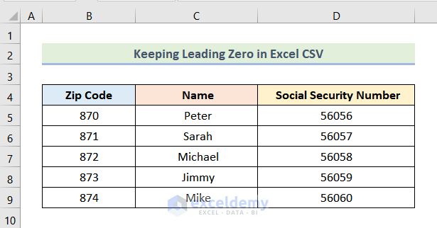 how to keep leading zeros in excel csv