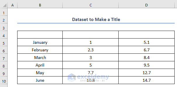 how to make a title in excel