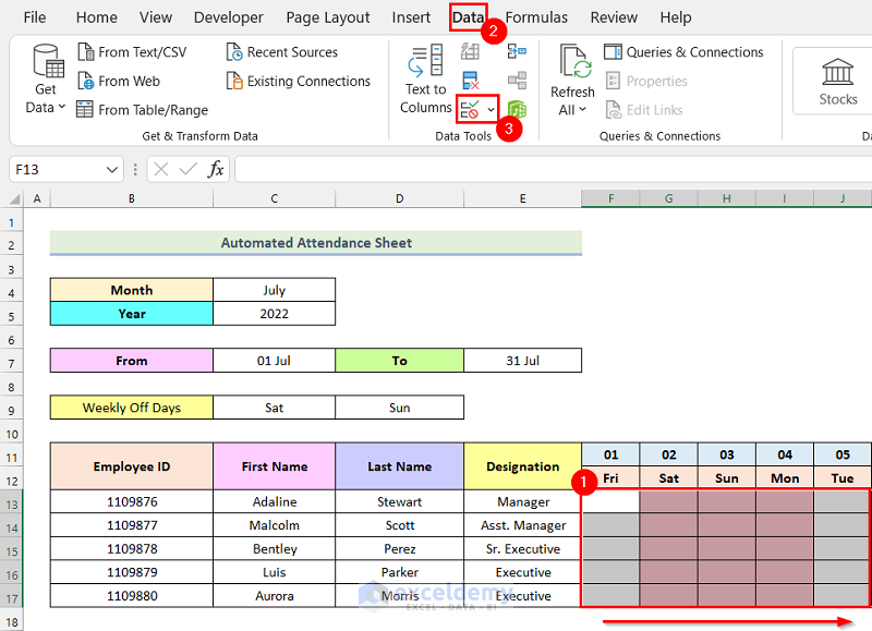 how to make automated attendance sheet in excel Inserting Attendance Data
