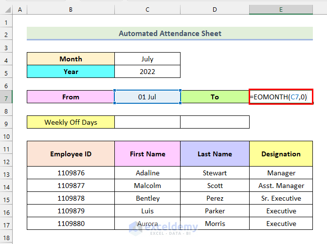 how to make automated attendance sheet in excel Creating Month and Year List