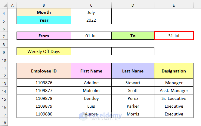 how to make automated attendance sheet in excel Creating Month and Year List