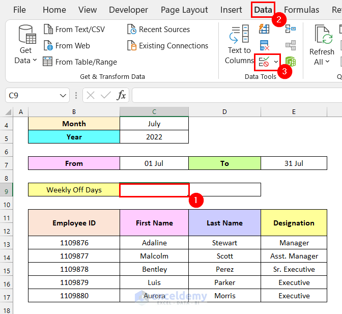 how to make automated attendance sheet in excel Assigning Weekly Off Days