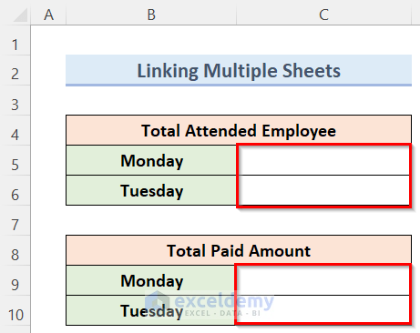 Linking Multiple Sheets to Make Summary in Excel from Different Sheets