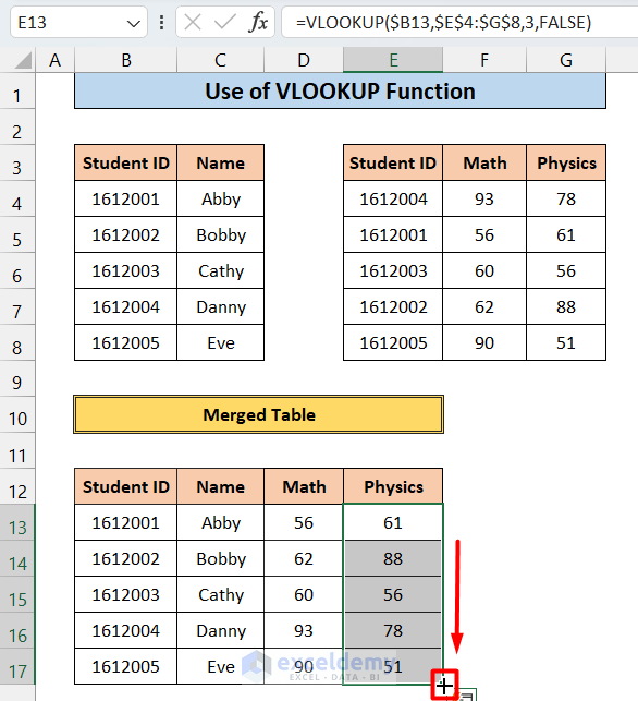 Use VLOOKUP to Merge Datasets in Excel