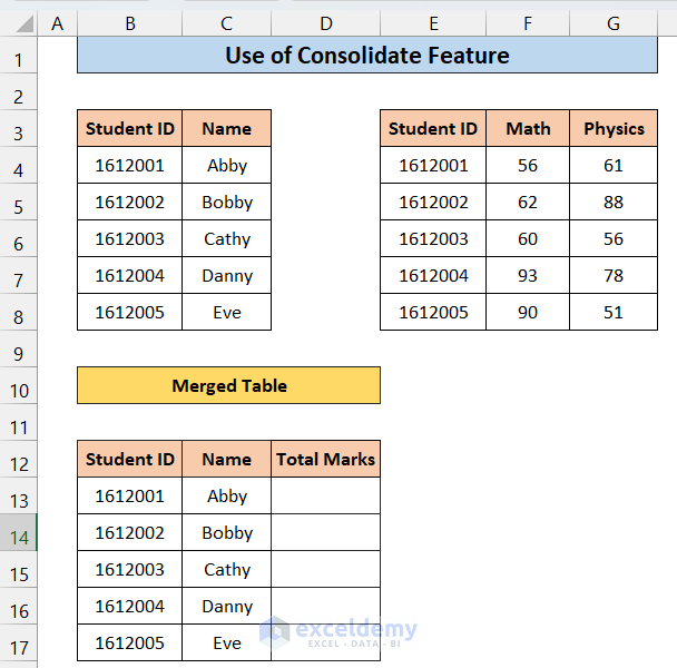 Utilize Consolidate Feature to Merge Datasets in Excel