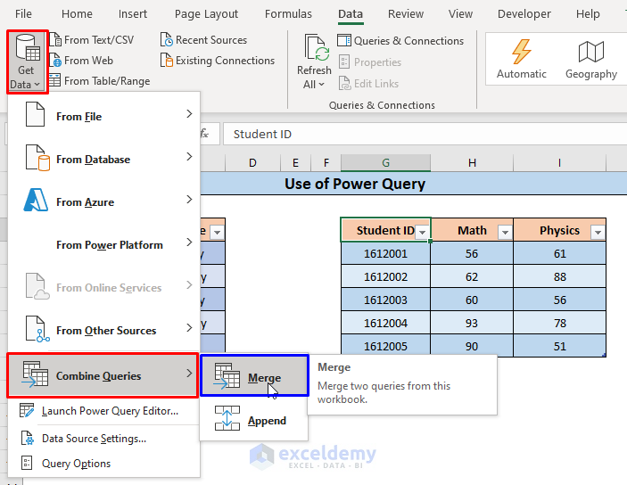 Apply Power Query to Merge Datasets in Excel