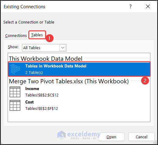 Extracting data from the Excel tables