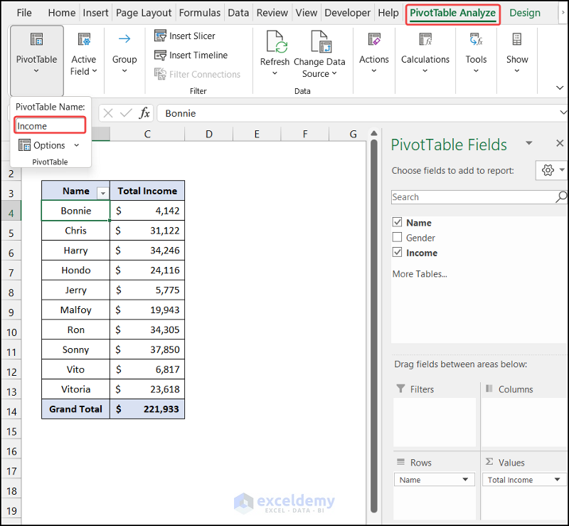 Formatting Pivot Table