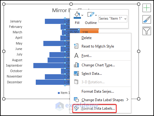select the Format Data Labels