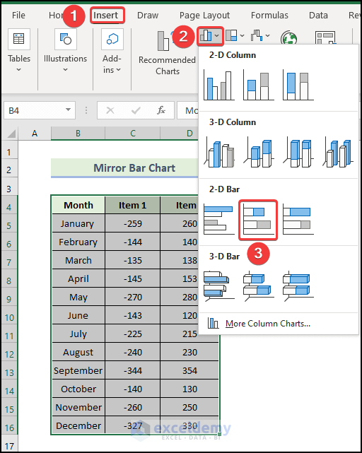 insert Chart in Excel 