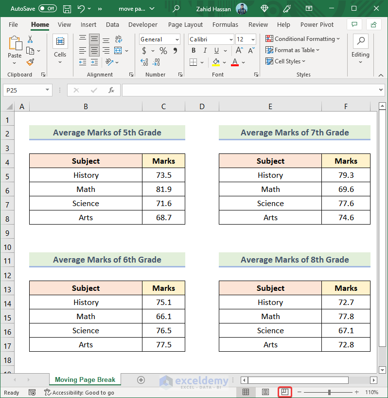 how to move page breaks in excel Enabling Page Break Preview Option