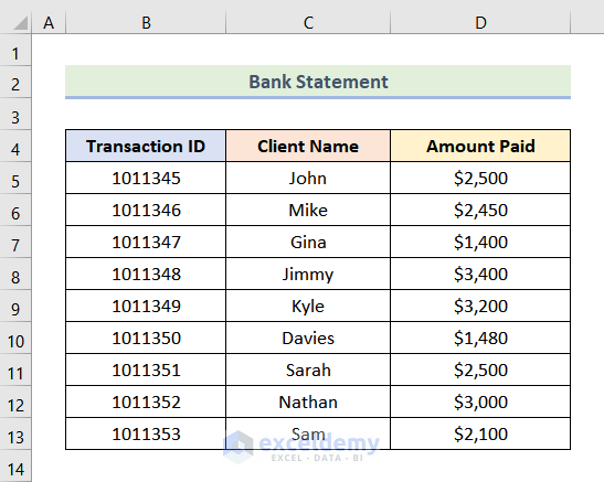 how to reconcile data in excel Reconciling Data for Bank Statements