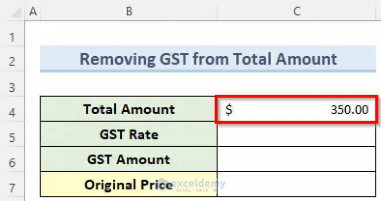 How to Remove GST from Total Amount in Excel (With Easy Steps)