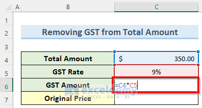 Calculating GST Amount to Remove from Total Amount