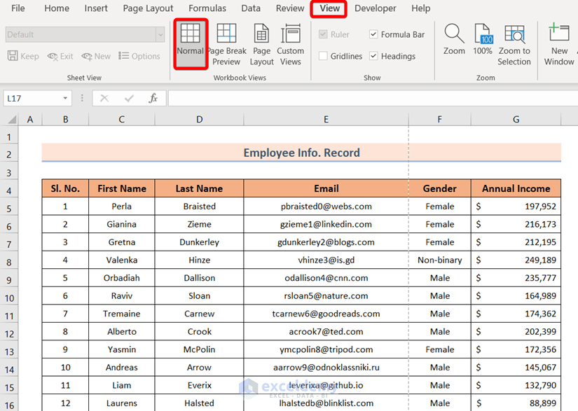 Using Ribbon to Remove Page Number from Page Break Preview in Excel