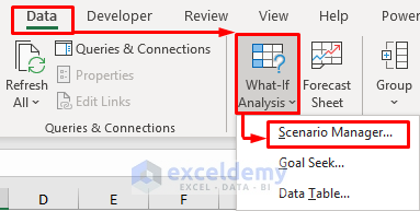 Remove Scenario Manager Using Data Tab in Excel
