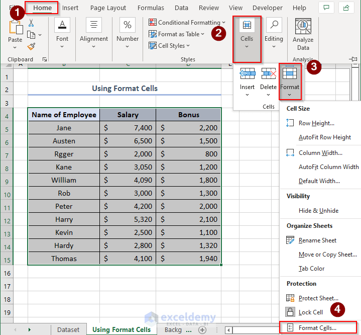 how to remove specific gridlines in excel, using Format Cells
