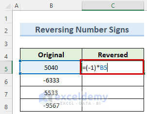 How to Reverse Number Signs Positive Negative in Excel