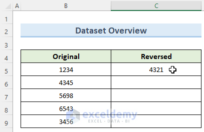 how to reverse a number in excel