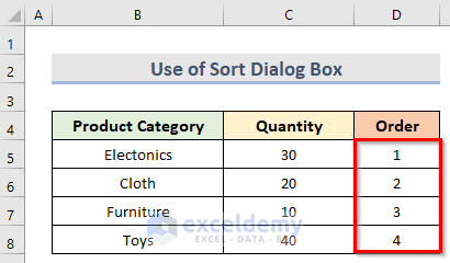 Reverse Order of Data Using Excel Sort Dialog Box